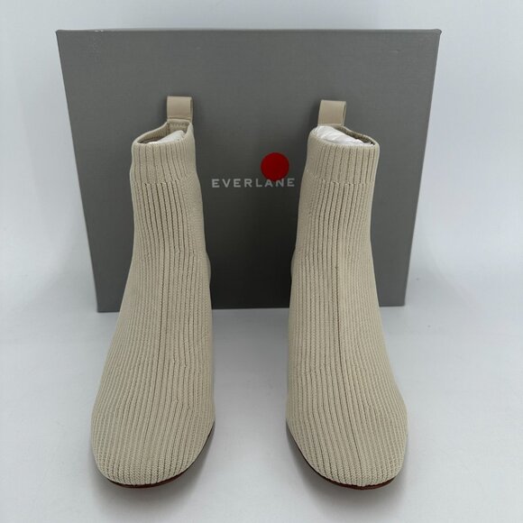 Everlane The Glove Boot in Bone size 5.5 Women's Stretch Rib Knit Ankle Bootie - Picture 5 of 7